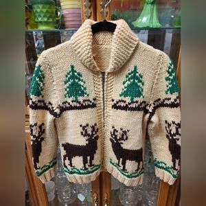 Child's Awesome Knit Sweater with Deer & Trees Design, Child's Size 6-8